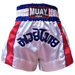 Muay Thai Short 2 Stripes - wit/blauw
